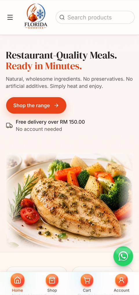 The Florida Goodies storefront home page on a phone